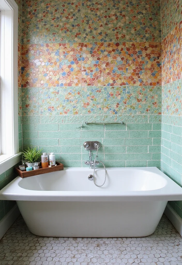 14 Subway Tile Bathroom Ideas for Any Home - 5. Mixed Tile Mosaics