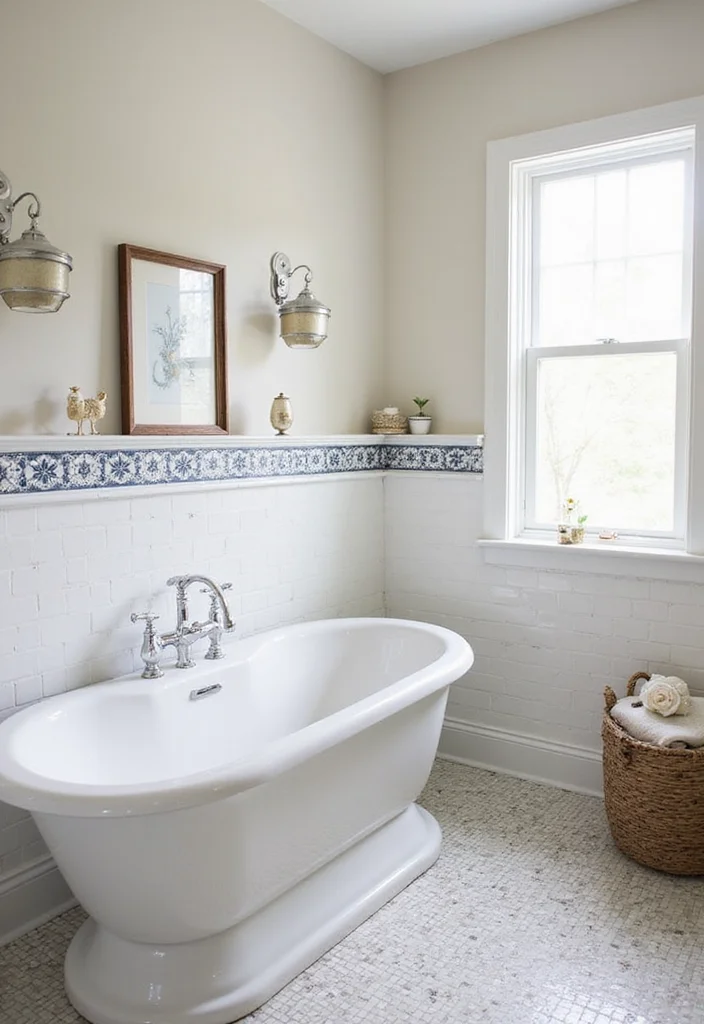 14 Subway Tile Bathroom Ideas for Any Home - 8. Vintage Inspired Borders