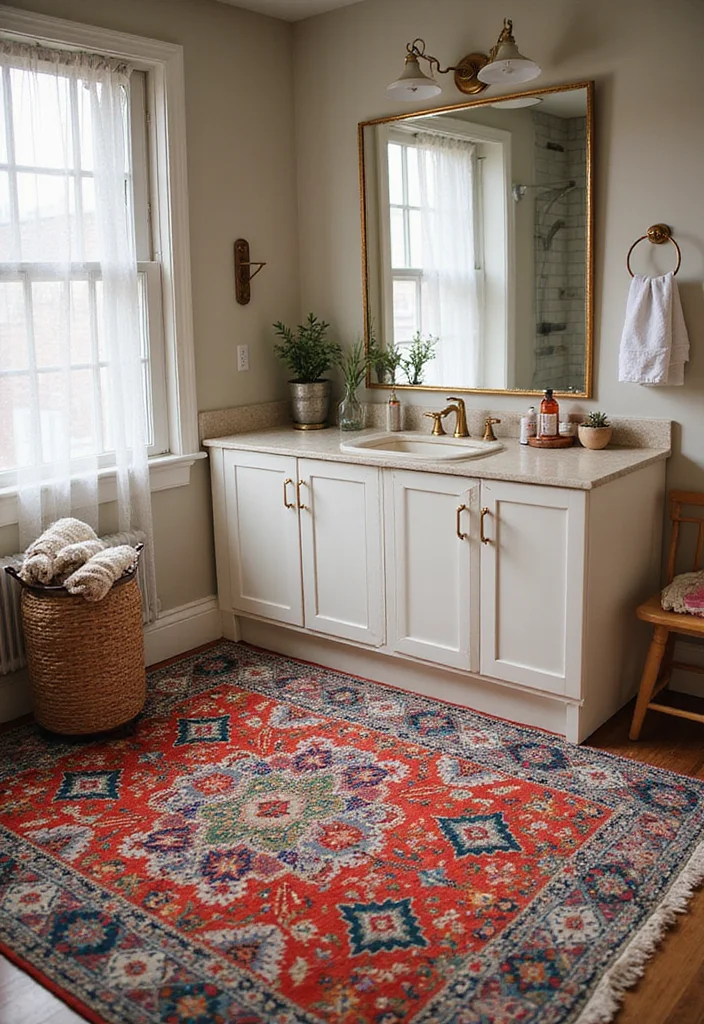 14 Teen Bathroom Ideas With Fun Style - 7. Colorful Rugs