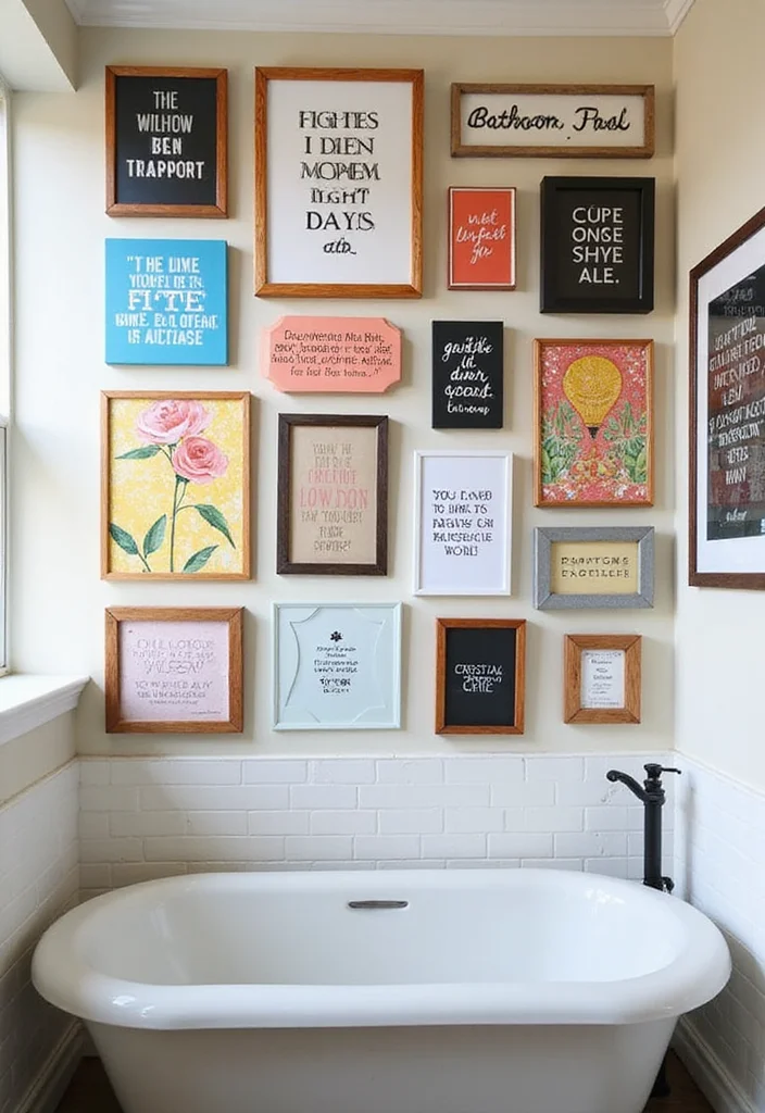 14 Teen Bathroom Ideas With Fun Style - 9. Creative Wall Art