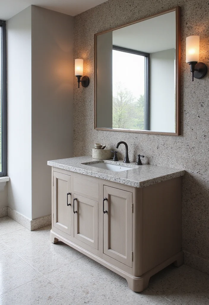 14 Terrazzo Bathroom Ideas With Trendy Sparkle - 11. Terrazzo in Cabinetry