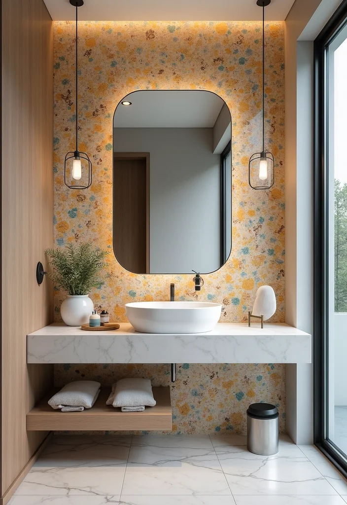 14 Terrazzo Bathroom Ideas With Trendy Sparkle - 2. Terrazzo Wall Accents