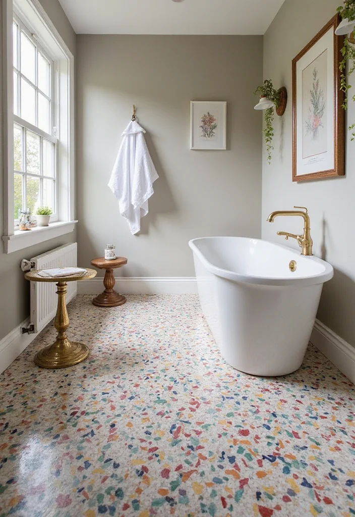 14 Terrazzo Bathroom Ideas With Trendy Sparkle - 3. Colorful Terrazzo Floors