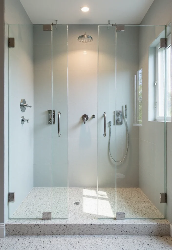 14 Terrazzo Bathroom Ideas With Trendy Sparkle - 6. Terrazzo Shower Floors