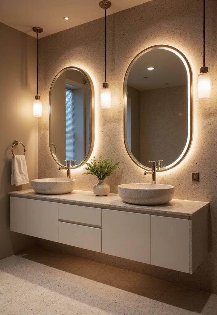 14 Terrazzo Bathroom Ideas With Trendy Sparkle - 9. Terrazzo Lighting Fixtures