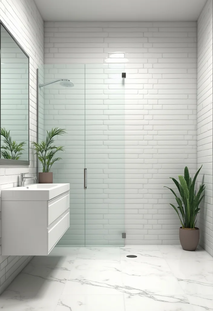 14 White Subway Tile Bathroom Ideas With Clean Style - 1. Sleek and Simple: All-White Subway Tile