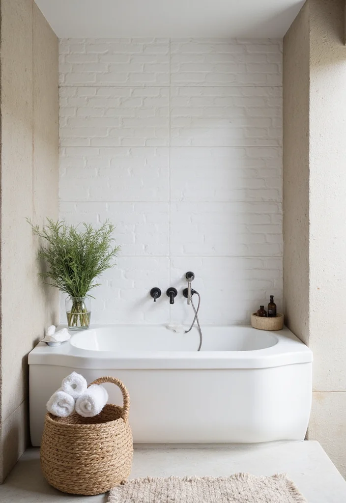 14 White Subway Tile Bathroom Ideas With Clean Style - 11. Spa-Inspired Retreat: Textured Features