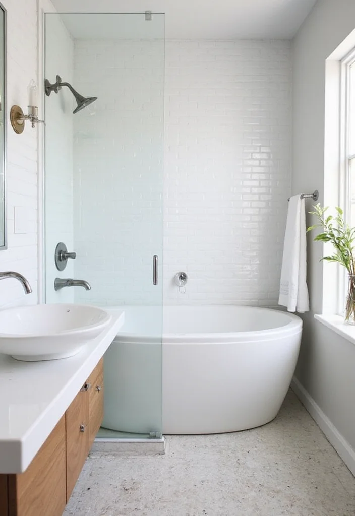 14 White Subway Tile Bathroom Ideas With Clean Style - 4. Chic Vertical Placement