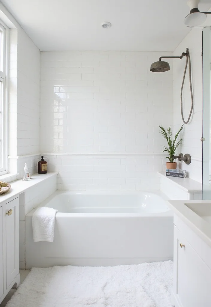 14 White Subway Tile Bathroom Ideas With Clean Style - 9. Subtle Shine: Glossy Finish Tiles