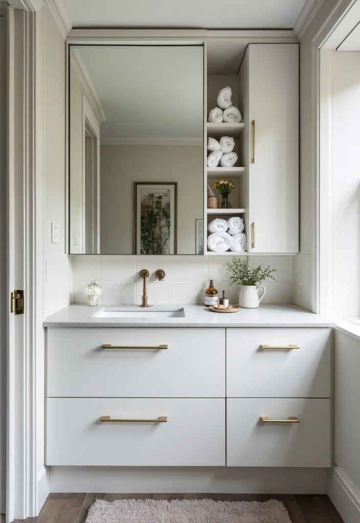 14 White Vanity Bathroom Ideas That Feel Fresh - 13. Compact Design for Small Spaces