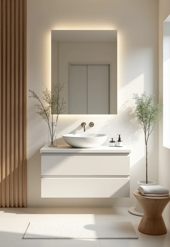 14 White Vanity Bathroom Ideas That Feel Fresh - 8. Spa-Inspired Minimalism