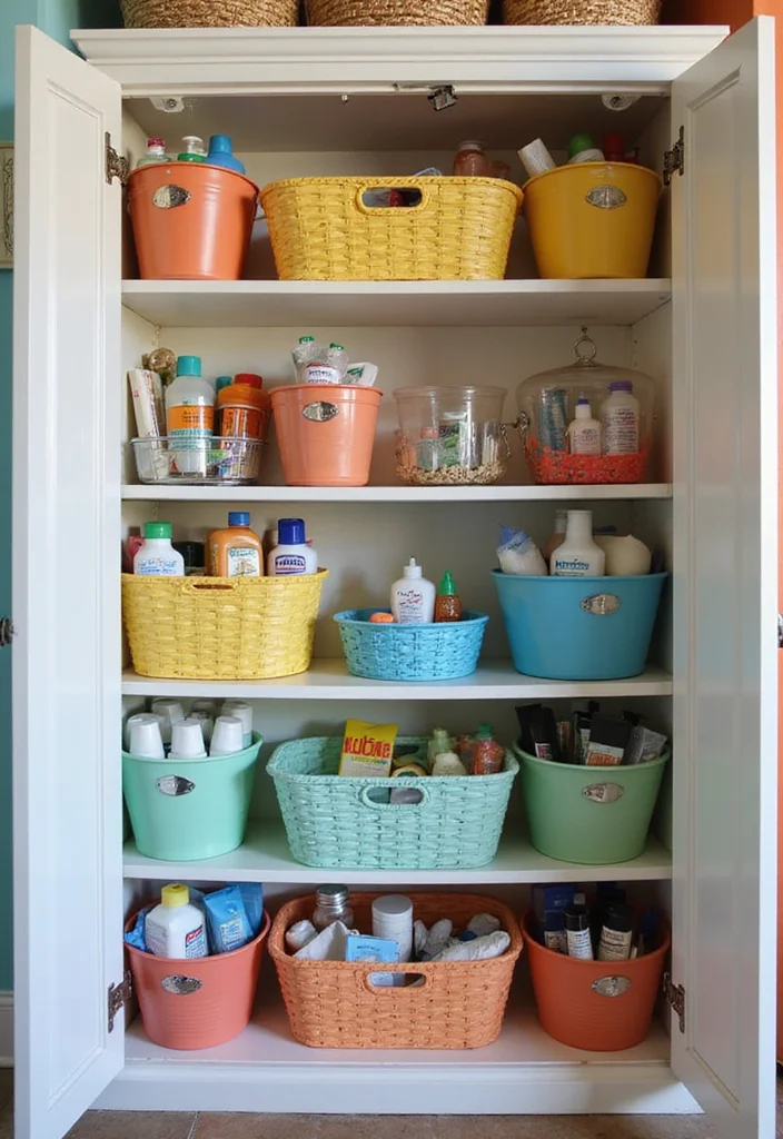 16 Bathroom Cabinet Storage Ideas That Maximize Space - 11. Color-Coded Cabinet Organization