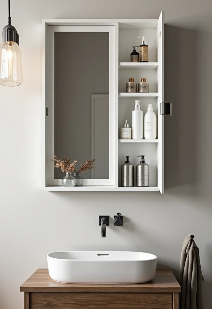 16 Bathroom Cabinet Storage Ideas That Maximize Space - 13. Hidden Storage Behind Mirrors