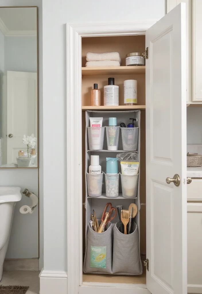 16 Bathroom Cabinet Storage Ideas That Maximize Space - 5. Cabinet Door Organizers
