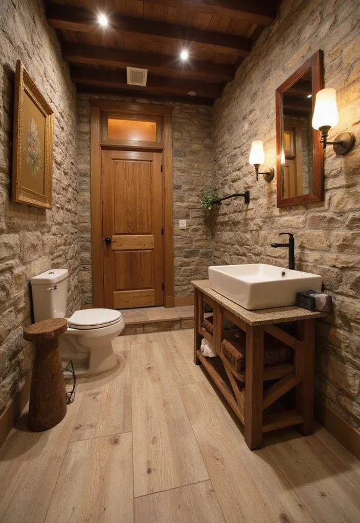 16 Large Format Tile Bathroom Ideas For Seamless Style - 2. Rustic Charm with Wood-Look Tiles