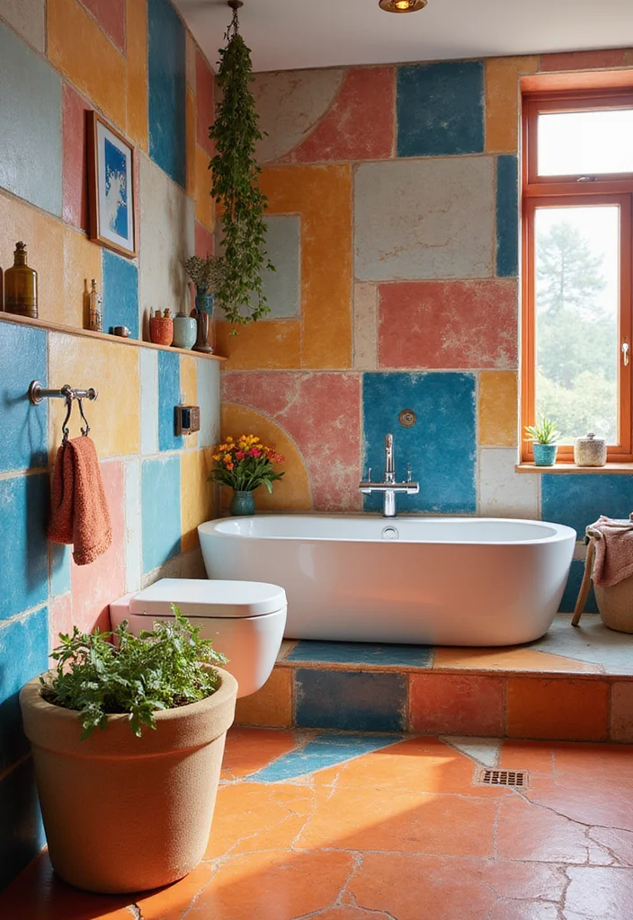 16 Large Format Tile Bathroom Ideas For Seamless Style - 3. Bold Geometric Patterns