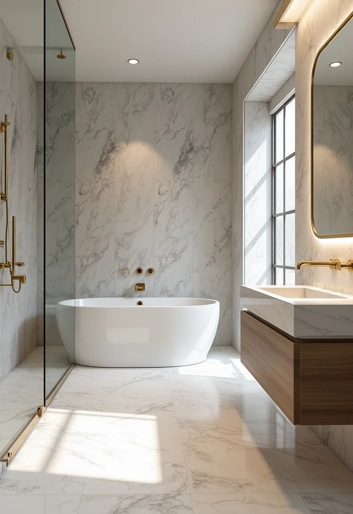 16 Large Format Tile Bathroom Ideas For Seamless Style - 4. Luxurious Marble Effect