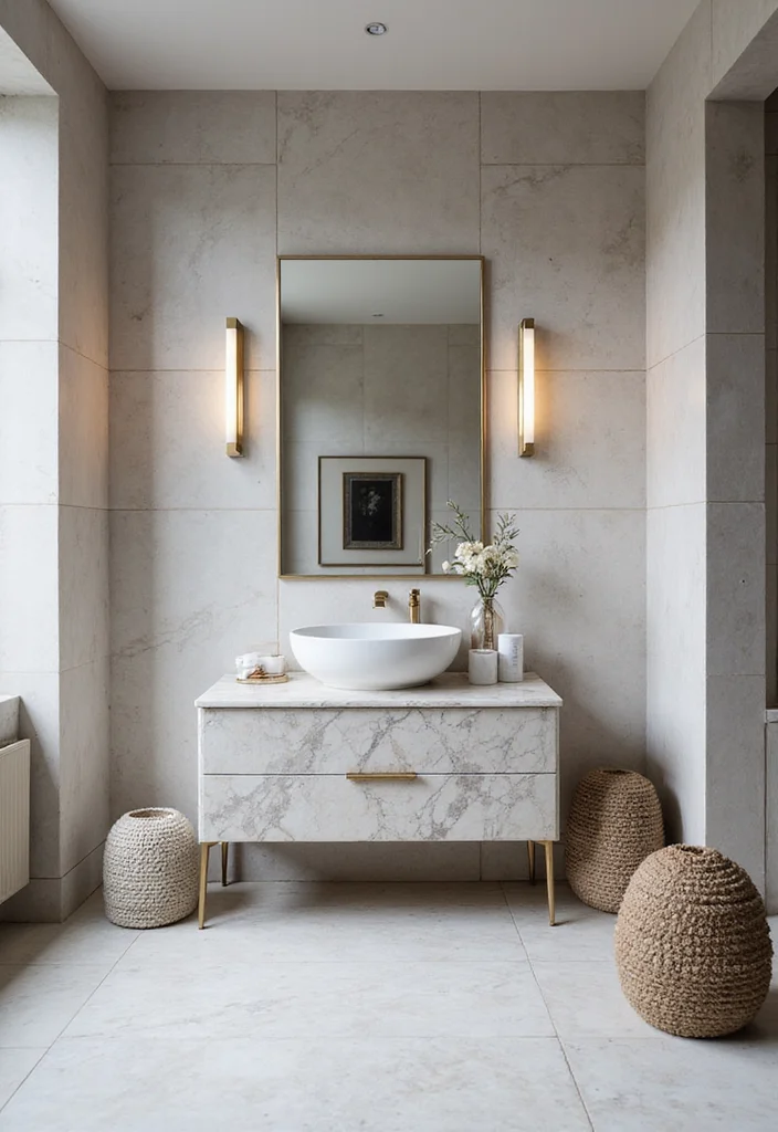 16 Marble Bathroom Vanity Ideas With Luxury Style - 12. Artistic Marble Patterns for Unique Appeal