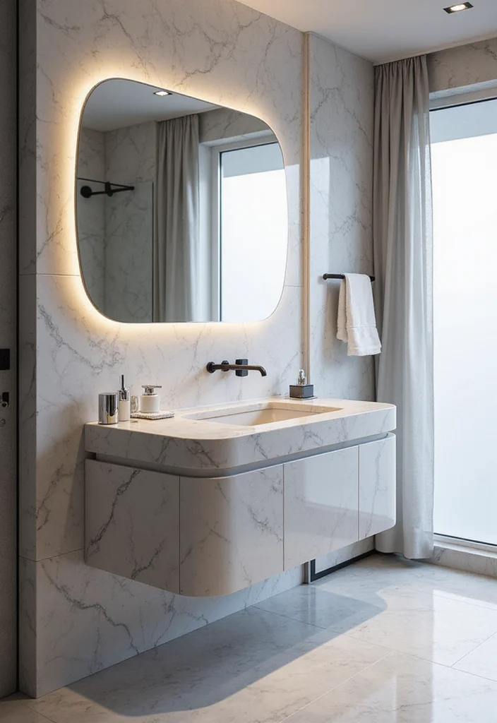 16 Marble Bathroom Vanity Ideas With Luxury Style - 16. The Future of Marble Vanities: Smart Technology Integration