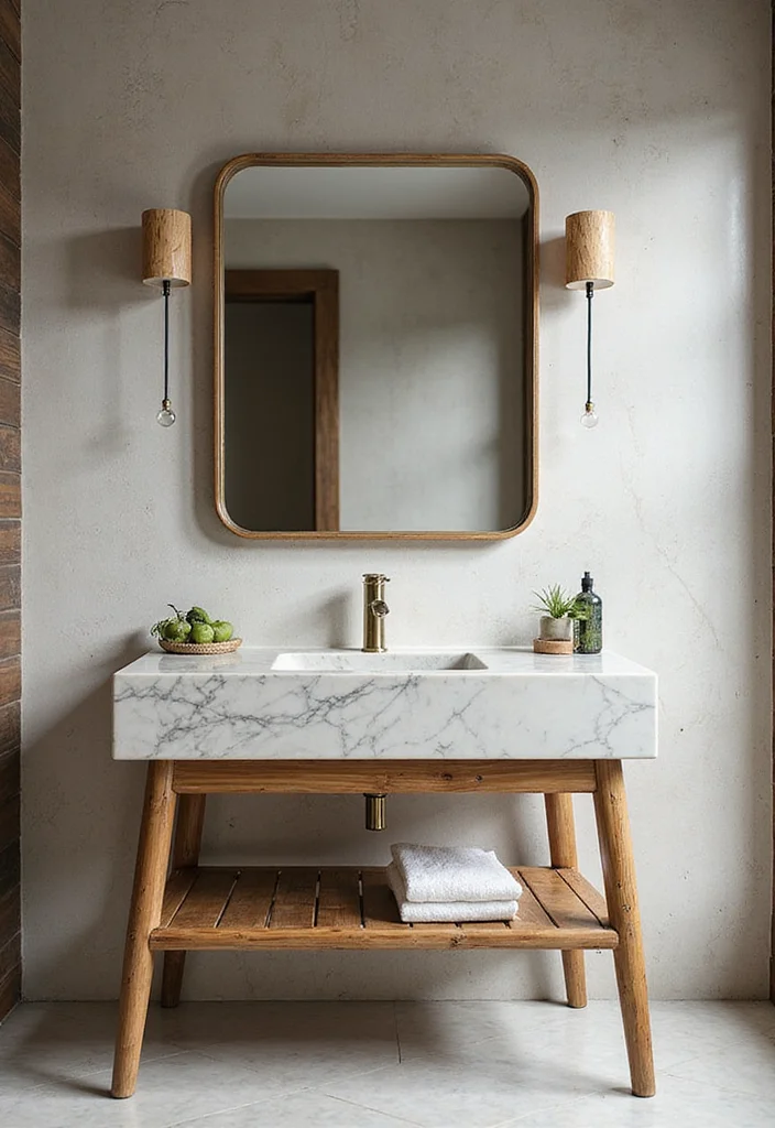 16 Marble Bathroom Vanity Ideas With Luxury Style - 3. Eco-Friendly Recycled Marble Vanity
