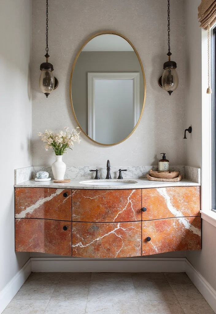 16 Marble Bathroom Vanity Ideas With Luxury Style - 6. Colorful Marble: Embracing Uniqueness