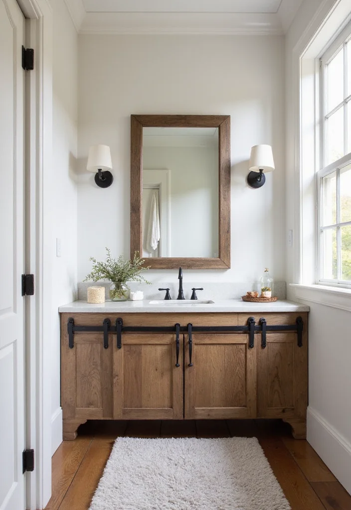 16 Vintage Bathroom Vanity Ideas With Classic Charm - 10. Farmhouse Vibes