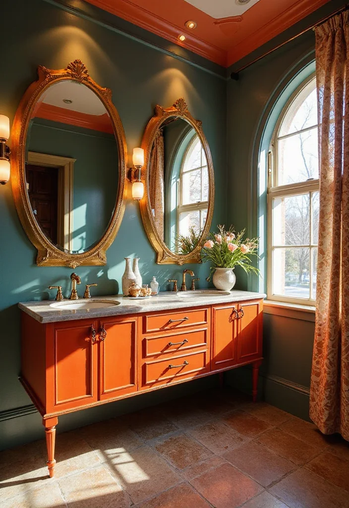 16 Vintage Bathroom Vanity Ideas With Classic Charm - 11. Art Deco Delight