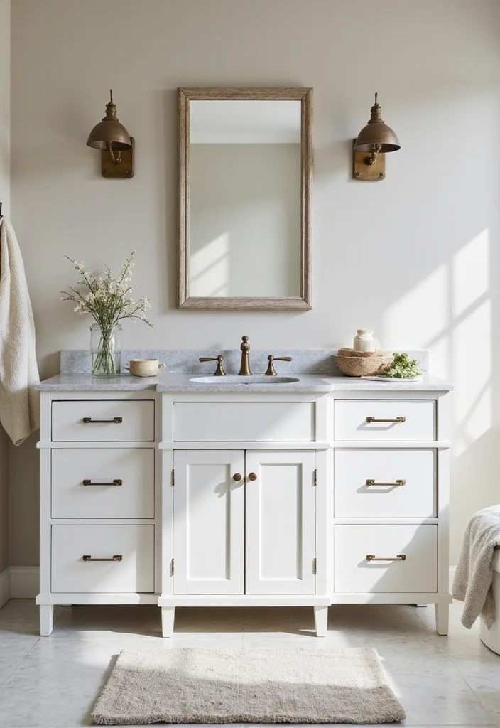 16 Vintage Bathroom Vanity Ideas With Classic Charm - 13. Classic White Simplicity