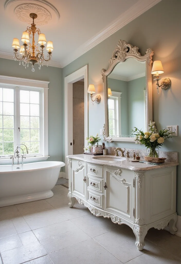 16 Vintage Bathroom Vanity Ideas With Classic Charm - 2. Elegant French Provincial