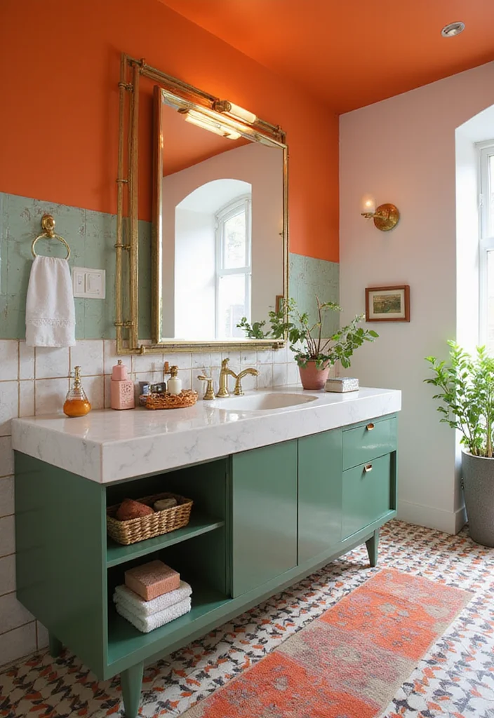 16 Vintage Bathroom Vanity Ideas With Classic Charm - 3. Mid-Century Modern Bliss