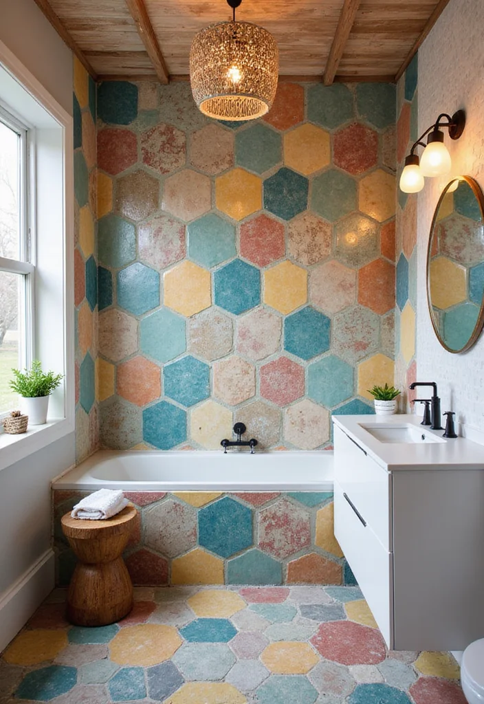 18 Bathroom Floor Ideas For Every Design Style - 17. Hexagon Tiles
