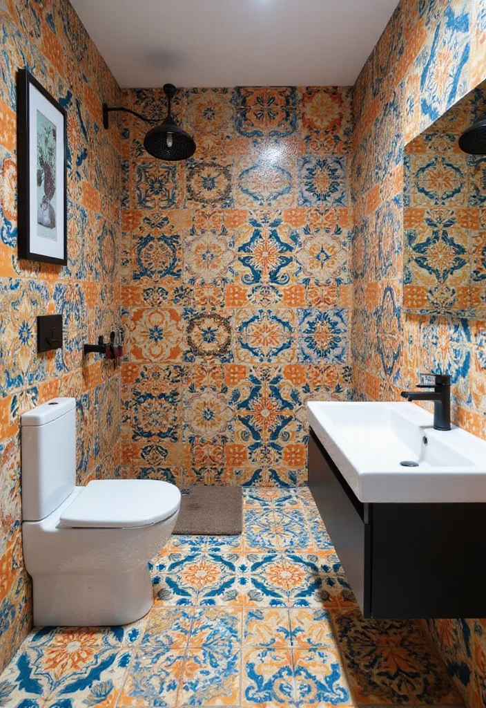 18 Bathroom Floor Ideas For Every Design Style - 18. Graphic Printed Tiles