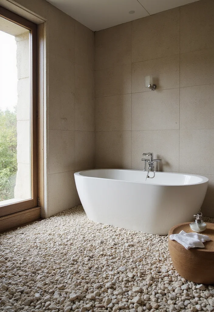 18 Bathroom Floor Ideas For Every Design Style - 8. Pebble Stone Flooring