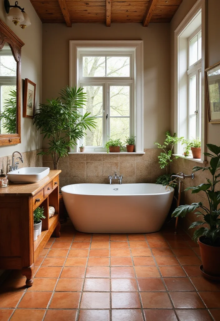 18 Bathroom Tile Pattern Ideas That Transform Spaces - 3. Nature-Inspired Terracotta Tiles
