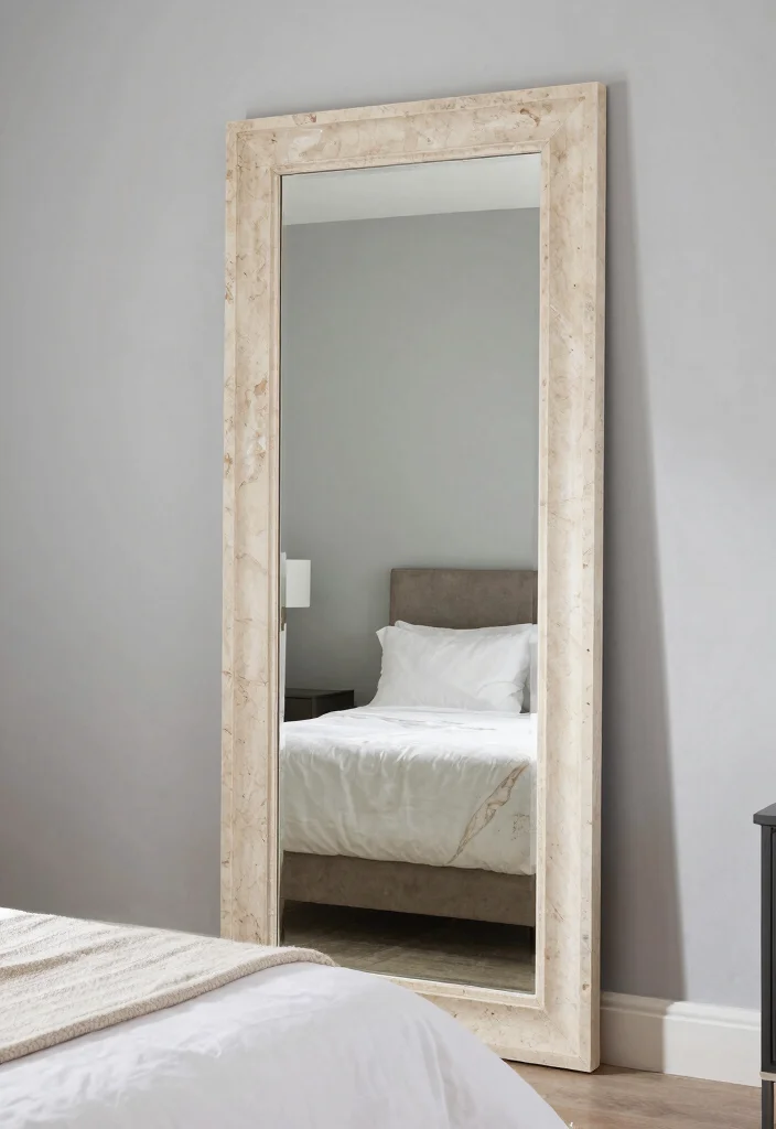 15 Bedroom Mirror Ideas: Full Length Chic and Practical - 10. Full Length Mirrors with Natural Stone Accents 1