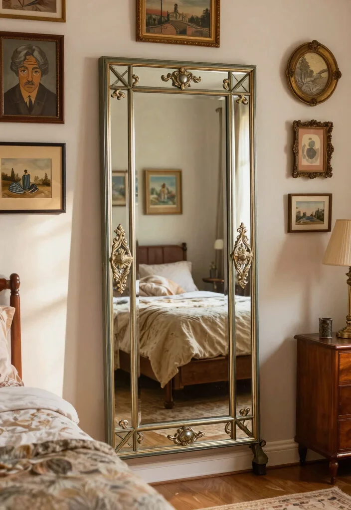 15 Bedroom Mirror Ideas: Full Length Chic and Practical - 14. Full Length Mirrors with Vintage Mirrors 1