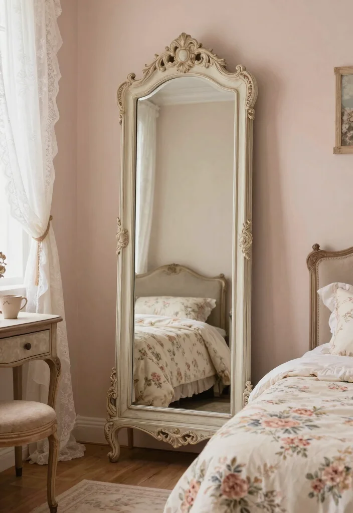 15 Bedroom Mirror Ideas: Full Length Chic and Practical - 6. Vintage Mirrors with Ornate Frames 1