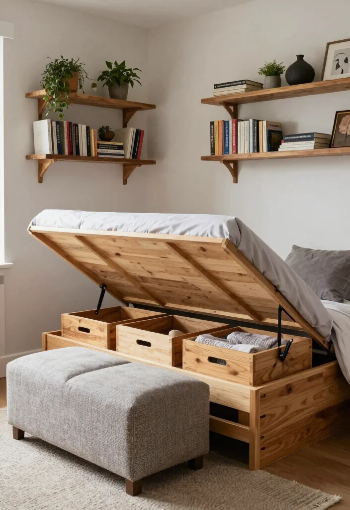 15 Country Rustic Bedroom Ideas: Warm Cozy Retreats - 10. Functional Storage Solutions 1