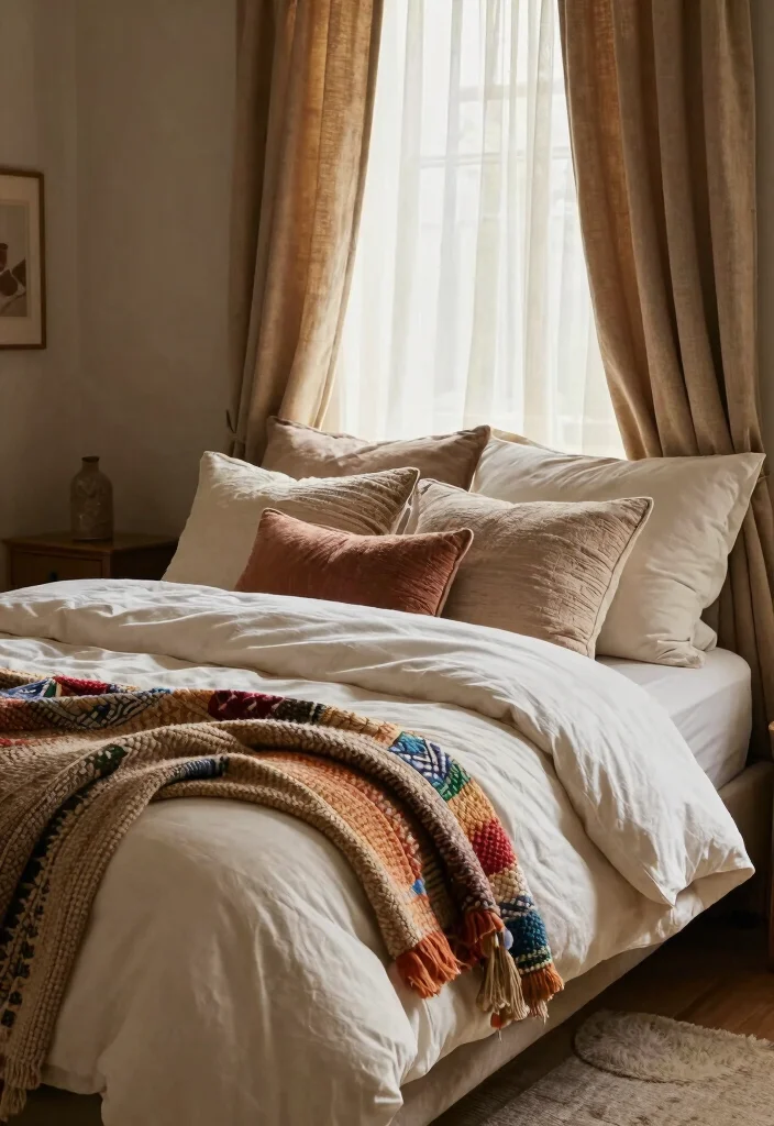 15 Country Rustic Bedroom Ideas: Warm Cozy Retreats - 2. Layered Textiles 1