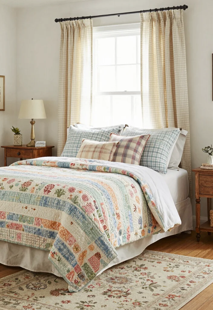 15 Country Rustic Bedroom Ideas: Warm Cozy Retreats - 4. Farm-Inspired Patterns 1