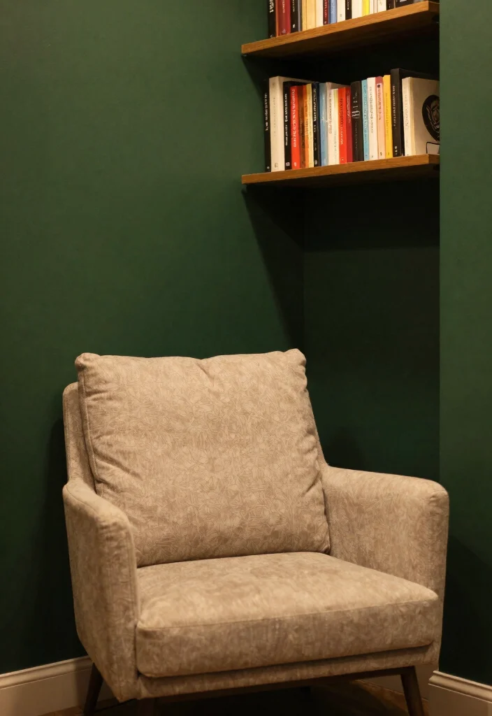 15 Dark Green Accent Wall Bedroom Ideas Bold and Cozy - 10. Cozy Reading Nook 1