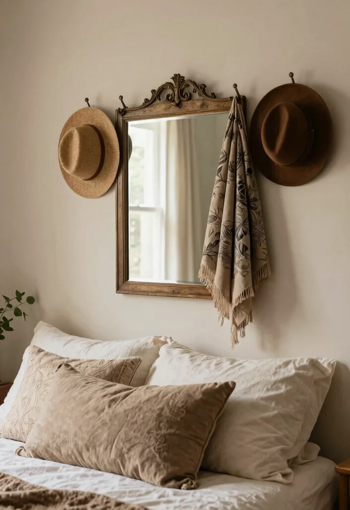 15 Mirror for Bedroom Wall Ideas: Elegant Reflective Style - 13. Vintage Wall Mirrors with Hooks 1