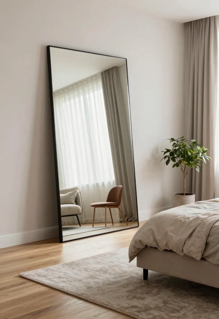 15 Mirror for Bedroom Wall Ideas: Elegant Reflective Style - 2. Oversized Floor Mirrors 1