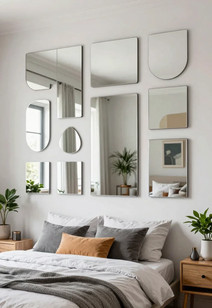 15 Mirror for Bedroom Wall Ideas: Elegant Reflective Style - 9. Mirror Wall Art 1