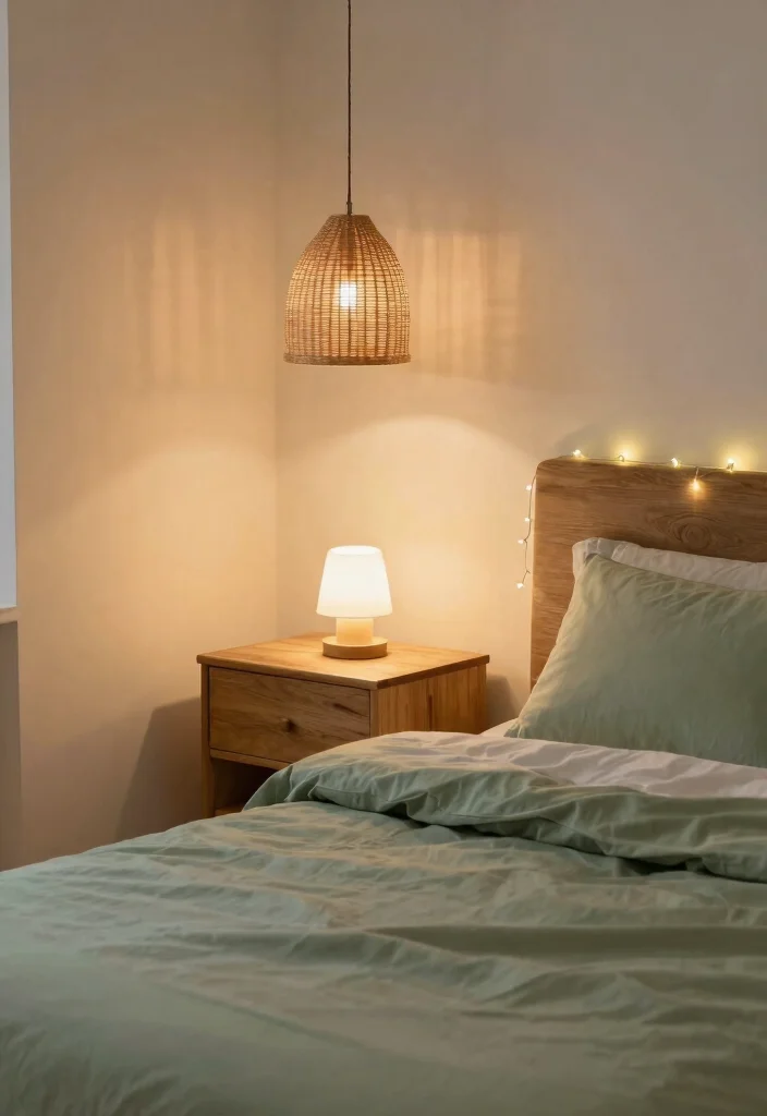 15 Sage Green Comforter Bedroom Ideas: Calm Cozy Layers - 5. Soft Lighting Solutions 1