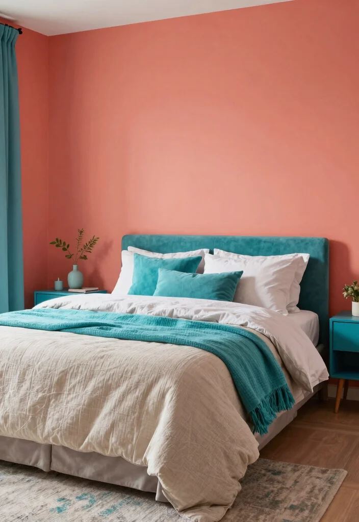 16 Bedroom Color Ideas for Couples Cozy and Romantic - 14. Soft Coral Indulgence 1