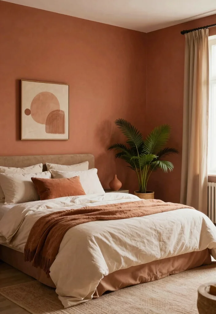 16 Bedroom Color Ideas for Couples Cozy and Romantic - 3. Warm Terra Cotta Charm 1