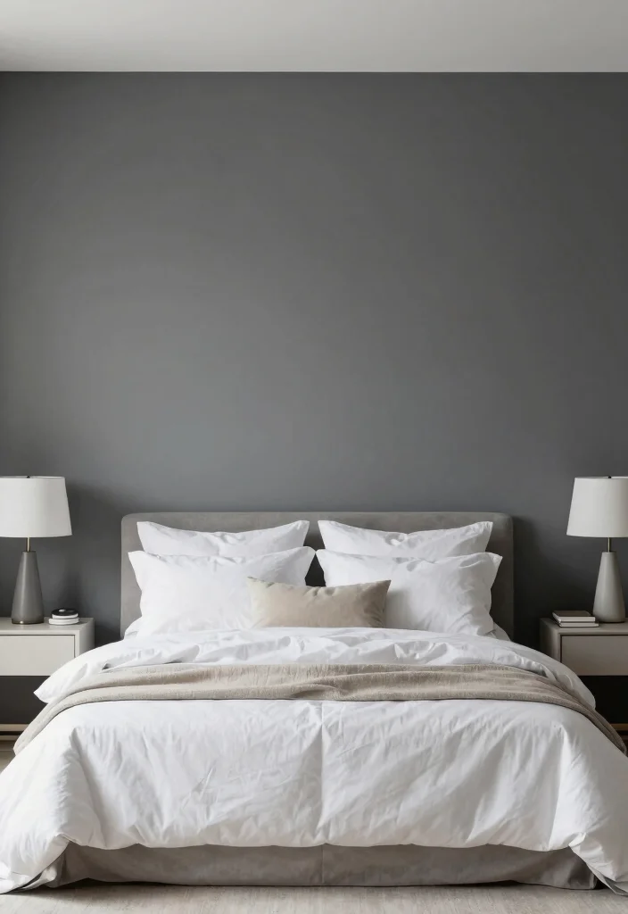 16 Charcoal Accent Wall Bedroom Ideas for a Modern Dramatic Look - 15. Simple Color Palette 1