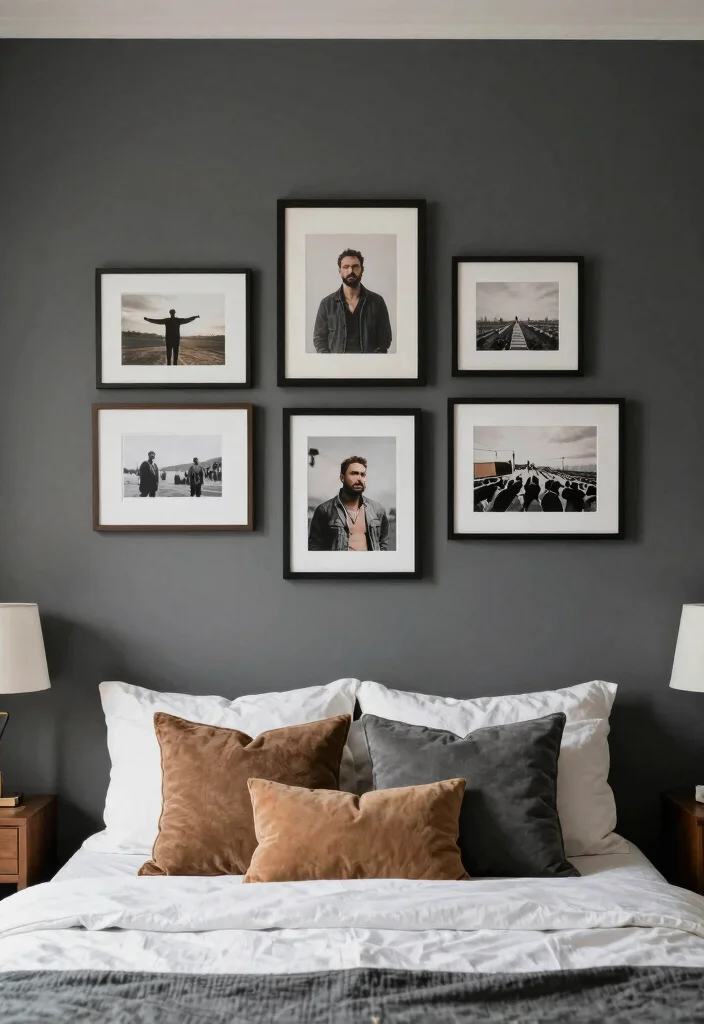 16 Charcoal Accent Wall Bedroom Ideas for a Modern Dramatic Look - 16. Personal Touches 1