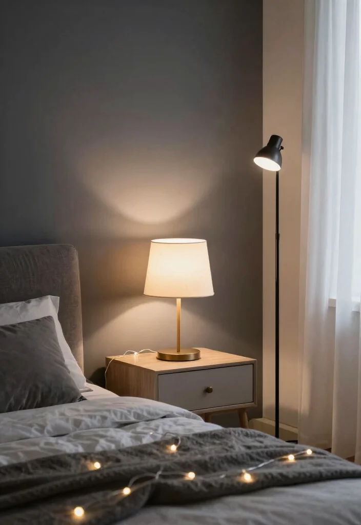 16 Charcoal Accent Wall Bedroom Ideas for a Modern Dramatic Look - 5. Soft Ambient Lighting 1